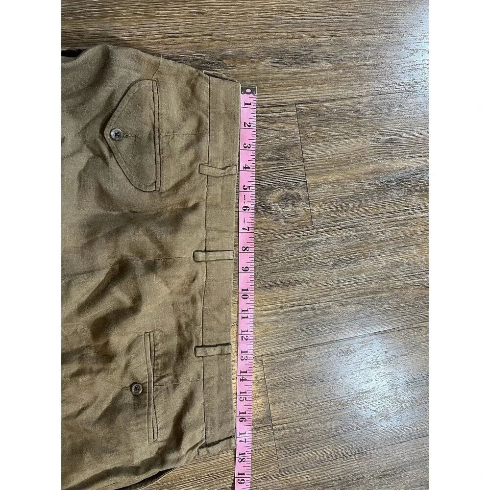 Vintage Polo Ralph Lauren Cuffed Pleated Trouser Pants Beige 100% Linen 36x30